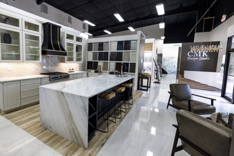 CMK's showroom on display with modern design and architecture.