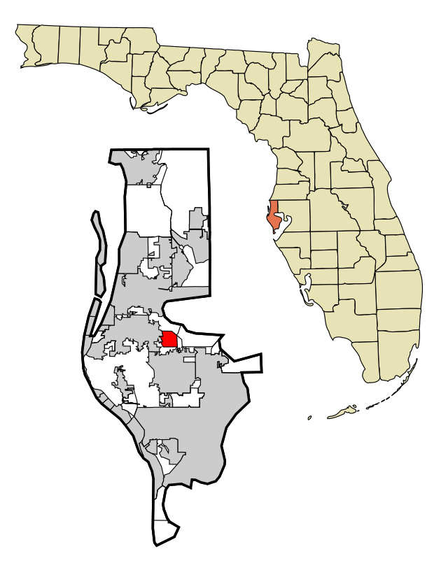 Map highlighting areas of Florida.