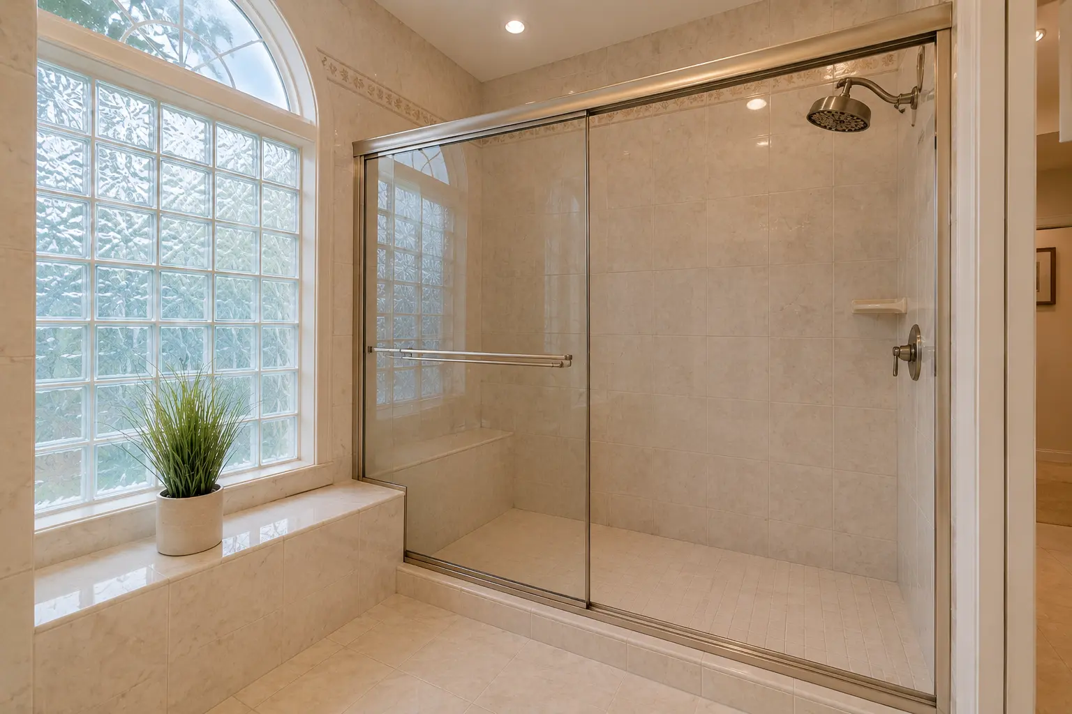 Original builder-grade primary bathroom in a Tampa Palms home before CMK Construction full gut renovation
