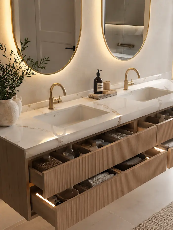 Freestanding soaking tub installed by CMK Construction in Tampa